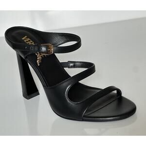 Versace Leather Pump Shoes Sandals Black 7 US (37 Euro) 1018537 Spain NIB $1100